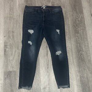 Refuge Dark Blue Distressed Skinny Jeans size 14 nice stretch comfy jeans